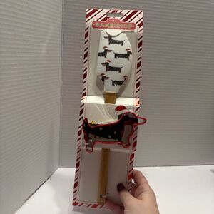 The Bakeshop Christmas Lights Santa Hat Dachshund Spatula and Cookie Cutter NWT